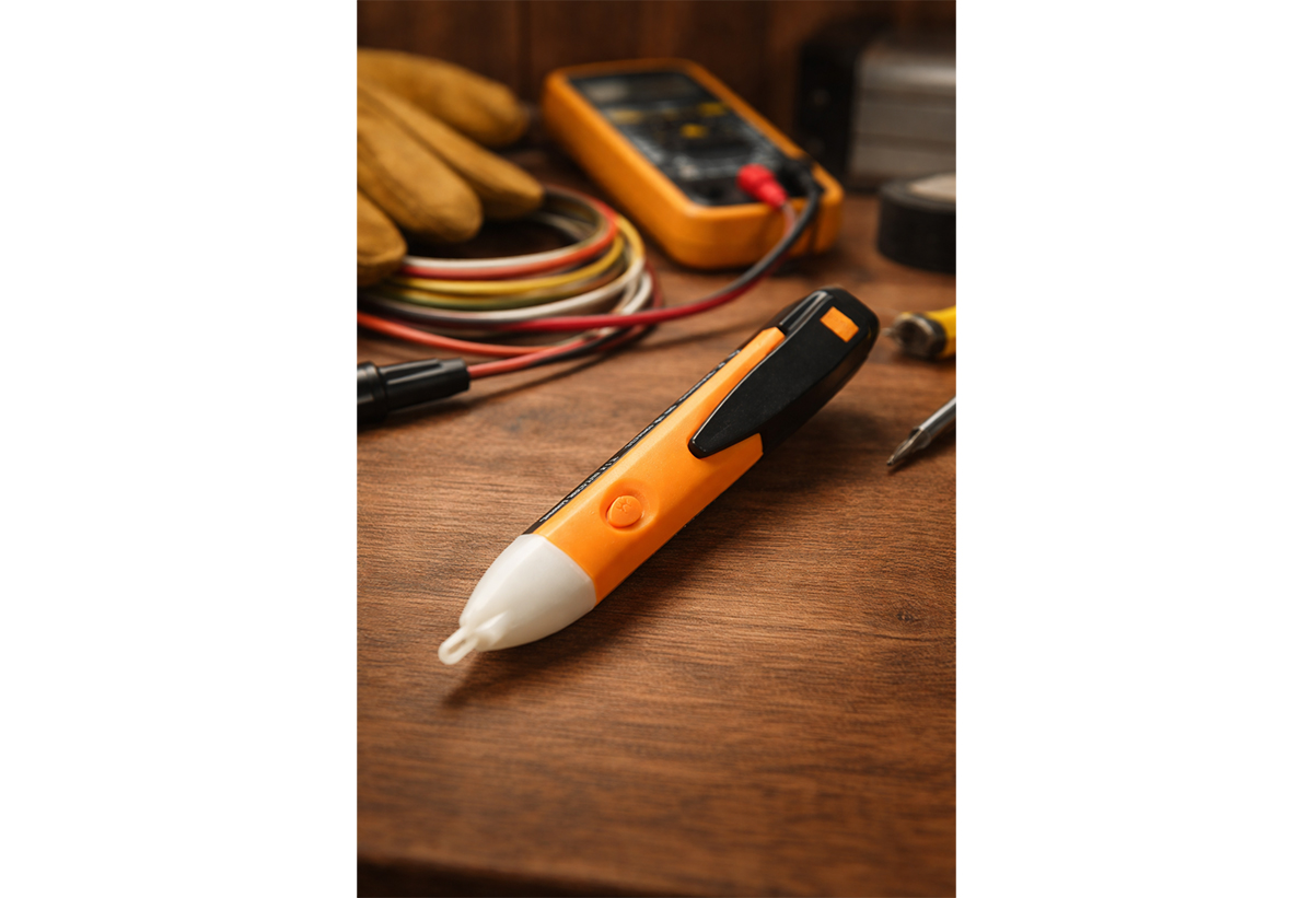 Απεικονίζεται το εργαλείο πάνω σε ξύλινη επιφάνεια.